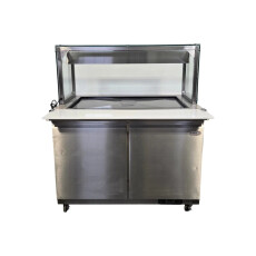 Restored Like New North Air NA-S48 Refrigerated  Prep Table - 2 Solid Door - Lighted - Sneeze Guard - 48 Inch