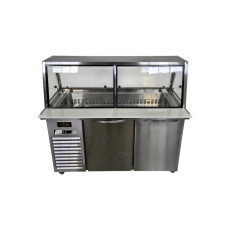 Restored Like New Sub-Equip CUSC-60G Refrigerated Prep Table - 2 Solid Door - Sneeze Guard - 60 Inch