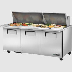 72" Refrigerated Mega-Top Sandwich/Salad Prep Table True TSSU-72-30M-B-ST-HC-V