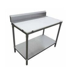 *30" x 48" x 36" with 6" Back Splash Solid Poly Top Work Table American Chef PWTS-3048BK
