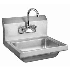 14" x 10" x 5" Hand Sink Stainless Steel Wall Mount Includes faucet & drain basket American Chef HS-17F