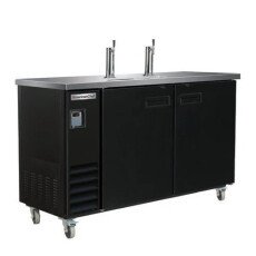61" Double Door Beer Dispenser Refrigerator with Double Tap Tower American Chef BBDD2-61B