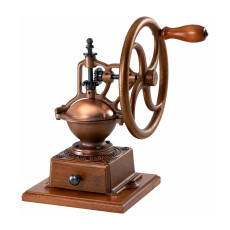 Brown Cast Iron and Beech Wood Manual Traditional Coffee Grinder Omcan 43680