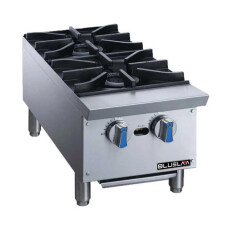 *12" Wide 2 Burner Hot Plates NG/LPG Gas Blue Lava BLHP12