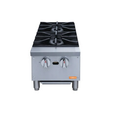 12" Wide 2 Burner Gas Hot Plates 66,000 BTU, NG or LPG, Brika BHP-122