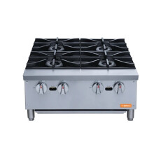 24" Wide 4 Burner Gas Hot Plates 132,000 BTU, NG or LPG, Brika BHP-24