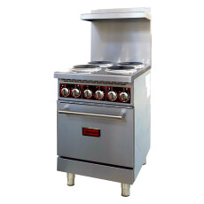 24” Commercial Electric Range with 4 Burners and Standard Oven – 208V, 13kW, 1Ph Omcan 49169