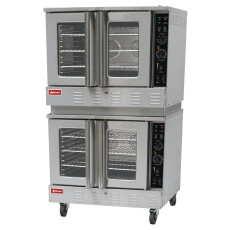 120,000 BTU Convection Oven Double Deck 40" Full Size Natural Gas Omcan 48060