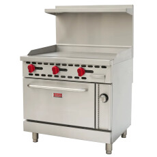 36" Natural Gas Commercial Range with 36" Griddle and Standard Oven 93,000 BTU Omcan 48189