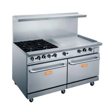 60” Griddle and 4 Burner Stove Top with Double Oven LPG or NG Range Oven Brika BGR-4B-G36
