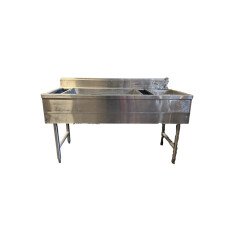 Used 60" Stainless Steel Underbar Cocktail Mixing Station with Sink FED 60SSUCM-CL