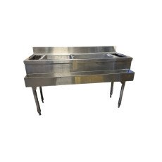 Used 53" Stainless Steel Underbar Combo Ice Bin Station FED 53SSUCIBS-CL
