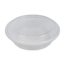 8" Round Plastic Container Set, White - 150/Case GP142