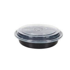 9" Round Plastic Container Set, Black - 150/Case GP143