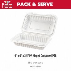 9" x 6" x 2.5" PP Hinged Container EP28 - 150/Case GP095