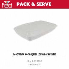 16 oz White Rectangular Container with Lid - 150/Case GP1005