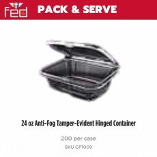 24 oz Anti-Fog Tamper-Evident Hinged Container - 200/Case GP1009