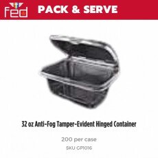 32 oz Anti-Fog Tamper-Evident Hinged Container - 200/Case GP1016