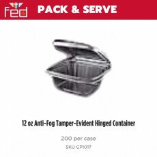 12 oz Anti-Fog Tamper-Evident Hinged Container - 200/Case GP1017