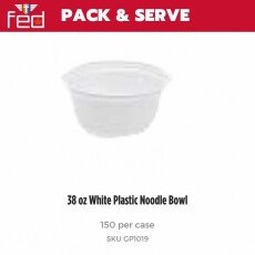 38 oz White Plastic Noodle Bowl - 150/Case GP1019