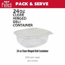 24 oz Clear Hinged Deli Container - 200/Case GP968