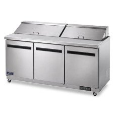 New Clearance 72" 3 Door Solid SS Mega Top Sandwich Salad Prep Table Cooler Arctic Air AMT72R