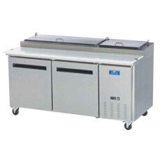 New Clearance 71" 2 Door Solid SS Pizza Prep Table Cooler Arctic Air APP71R