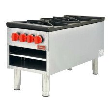 Omcan Stock Pot Stove Range Double Burner Stainless Steel Commercial Countertop 37529