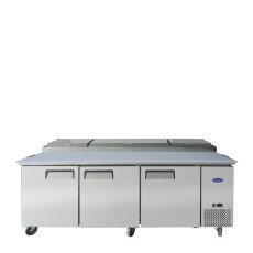Restored Like New Atosa MPF8203GR Pizza Prep Table - 3 Door - 93 in