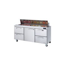 72" Sandwich Prep Table 4 Drawers Middle Door Blue Air BLPT72-D4RL-HC