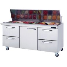 72" Mega Top Sandwich Prep Table L&R Drawers Blue Air BLMT72-D4RL-HC