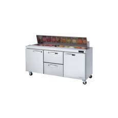 72" Sandwich Prep Table Middle Drawers with L&R Doors Blue Air BLPT72-D2M-HC