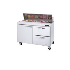 60" Sandwich Prep Table Right Drawers Blue Air BLPT60-D2R-HC