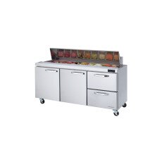 72" Sandwich Prep Table Right Drawers Blue Air BLPT72-D2R-HC