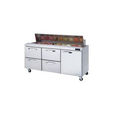 72" Sandwich Prep Table 4 Drawers Right Door Blue Air BLPT72-D4LM-HC