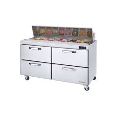 60" Sandwich Prep Table 4 Drawers Blue Air BLPT60-D4-HC