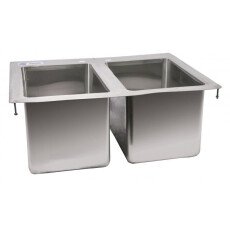 CLEARANCE OMCAN STAINLESS STEEL DOUBLE TUB DROP IN SINK WITH FLAT TOP 10″ X 14″ X 10″ 39782-CL