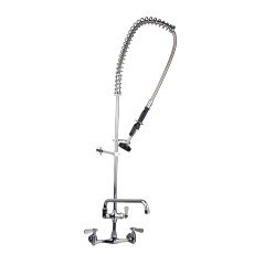 8" on Center Wall-Mounted Pre-Rinse Light Duty Sprayer with 12" Add-On Faucet PRS-W8-AF12