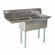 24" Corner Drain Two Compartment Sink With Left Drainboard DS2424-L