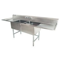 24" Corner Drain Two Compartment Sink With Both Drainboards DS2424-RL