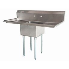 24" Corner Drain One Compartment Sink With Both Drainboards SS2424-RL