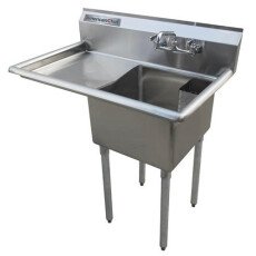 18" x 21" Corner Drain One Compartment Sink With Left Drainboard SS1821-L