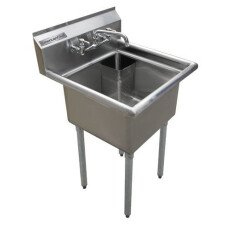 18" x 21" Corner Drain One Compartment Sink With No Drainboards SS1821-0