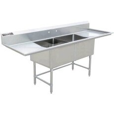 18" Corner Drain Two Compartment Sink With Both Drainboards DS1818-RL