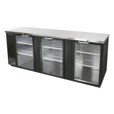90" Back Bar Glass 3 Door Locking Cooler Blue Air BBB90-4BG-HC