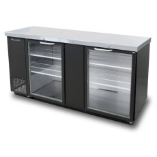 69" Back Bar Glass 2 Door Locking Cooler Blue Air BBB69-3BG-HC
