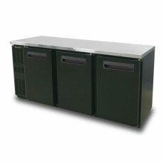 72" Narrow Back Bar Solid 3 Door Locking Cooler Blue Air BNB-72BT-HC