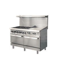 Ikon 60" Gas Range With 6 Burners, 24" Thermostat Griddle and 2 Ovens IR-6B-24TG-60